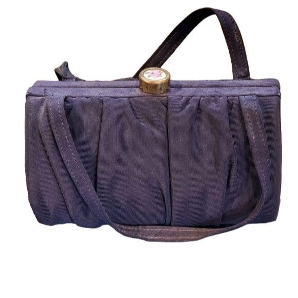 Black tufted canvas small handbag